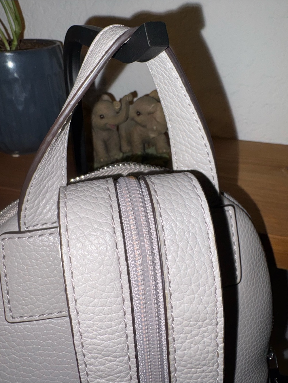 Michael Kors Pebbled Leather Mini Backpack NWOT Dove Gray Silver Hardware - Picture 6 of 9